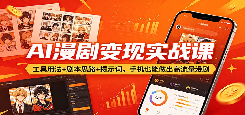 AI漫剧变现实战课:工具用法+剧本思路+提示词,手机也能做出高流量漫剧-百盟网