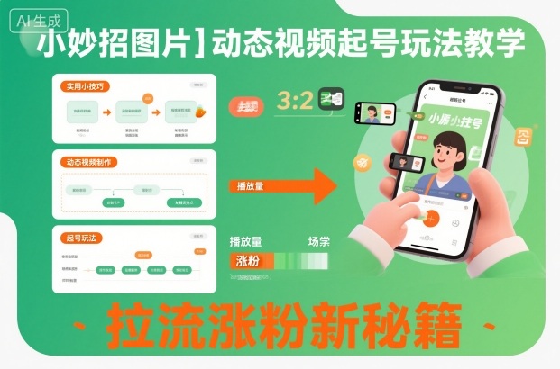 小妙招图片＋动态视频起号玩法教学，拉流涨粉新秘籍-百盟网