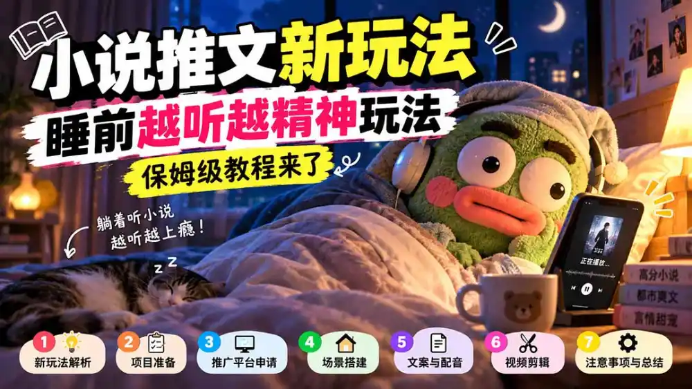 小说推文新玩法，睡前越听越精神玩法，保姆级教程来了-百盟网