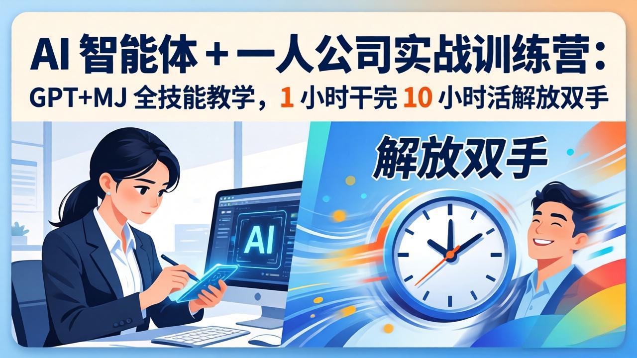 AI 智能体 + 一人公司实战训练营:GPT+MJ 全技能教学,1 小时干完 10 小时活解放双手-百盟网
