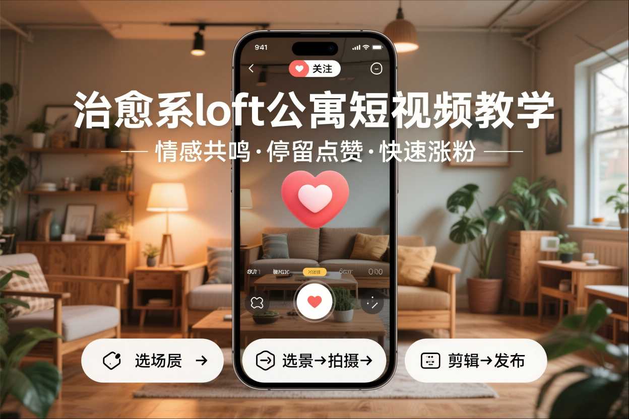 治愈系loft公寓短视频制作教学，情感共鸣引停留点赞关注，快速起号涨粉-百盟网