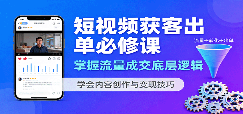 短视频获客出单必修课：掌握流量成交底层逻辑，学会内容创作与变现技巧-百盟网