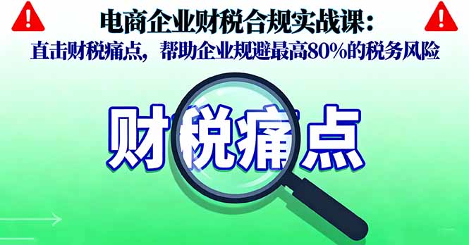 电商企业财税合规实战课，直击财税痛点，帮助企业规避最高80%的税务风险-百盟网