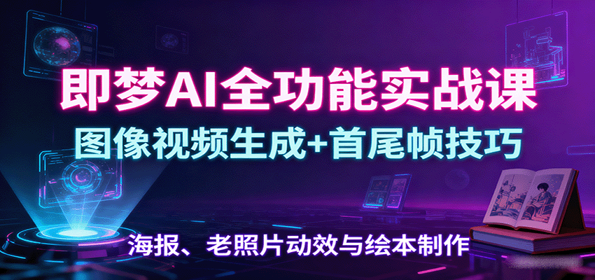 即梦AI全功能实战课：图像视频生成+首尾帧技巧，海报、老照片动效与绘本制作-百盟网