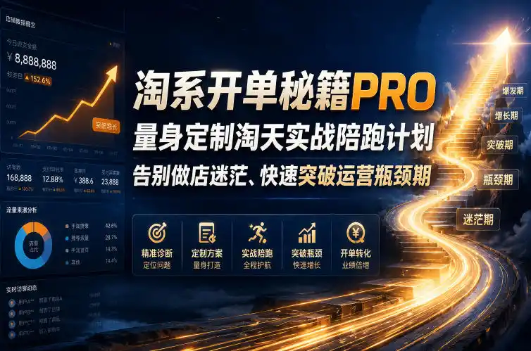 淘系开单秘籍PRO，量身定制淘天实战陪跑计划，告别做店迷茫、快速突破运营瓶颈期(更新260906)-百盟网
