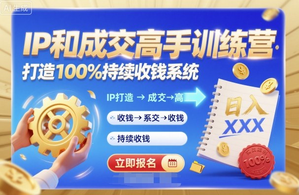 带你成为IP和成交高手的训练营，打造100%持续收钱系统-百盟网