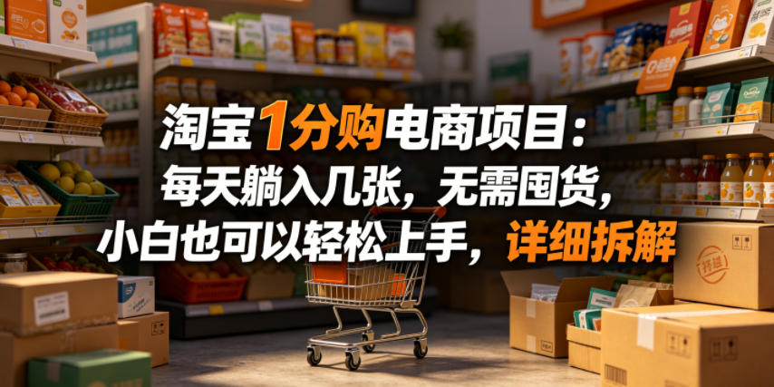 淘宝1分购电商项目:每天躺入几张,无需囤货,小白也可以轻松上手,详细拆解-百盟网