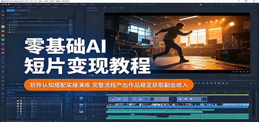 零基础AI短片变现教程：软件认知搭配实操演练，完整流程产出作品稳定获取副业收入-百盟网