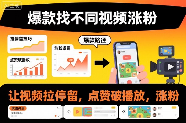 爆款找不同视频涨粉，让视频拉停留，实现点赞，破播放，涨粉-百盟网