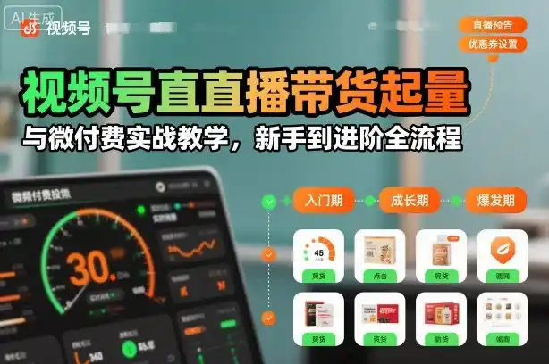 视频号直播带货起量与微付费实战教学，新手到进阶全流程(更新26年10月)-百盟网