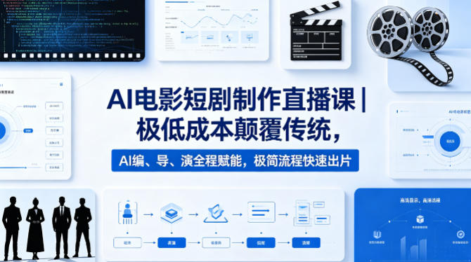 AI电影短剧制作直播课|极低成本颠覆传统,AI编、导、演全程赋能,极简流程快速出片-百盟网
