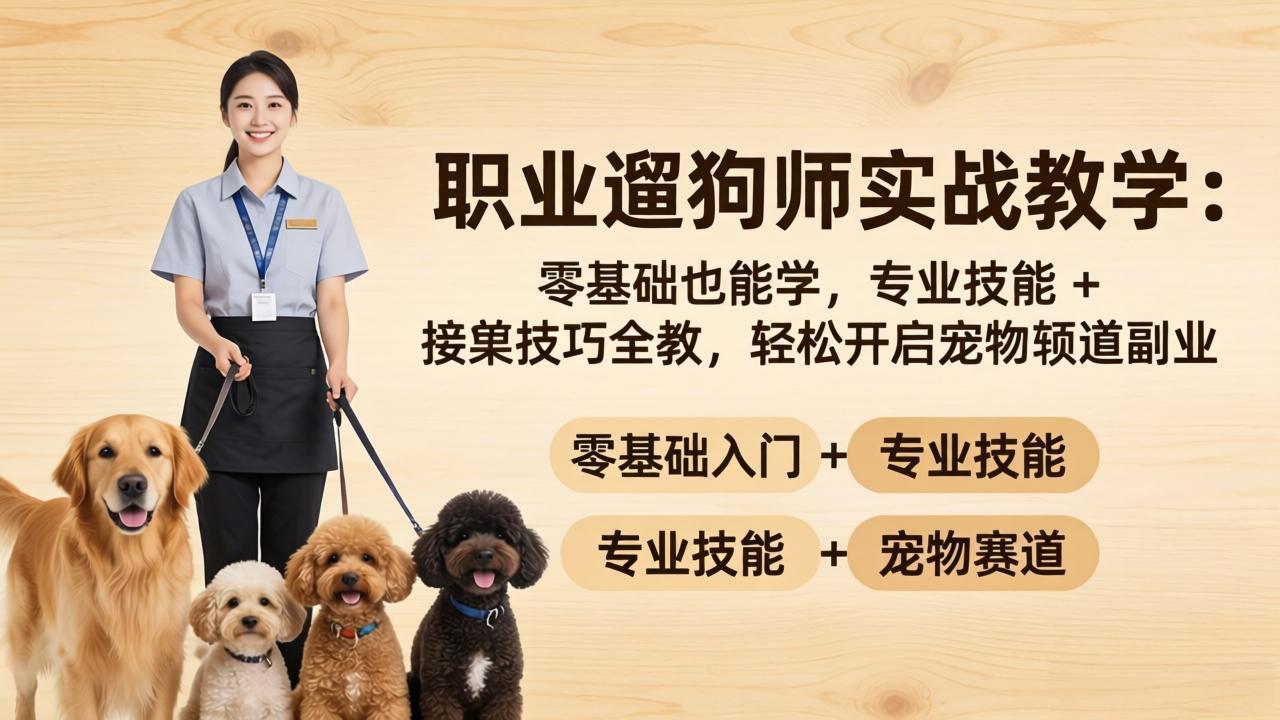职业遛狗师实战教学:零基础也能学,专业技能 + 接单技巧全教,轻松开启宠物赛道副业-百盟网