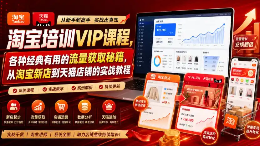淘宝培训VIP课程，各种经典有用的流量获取秘籍，从淘宝新店到天猫店铺的实战教程(更新10月15日)-百盟网