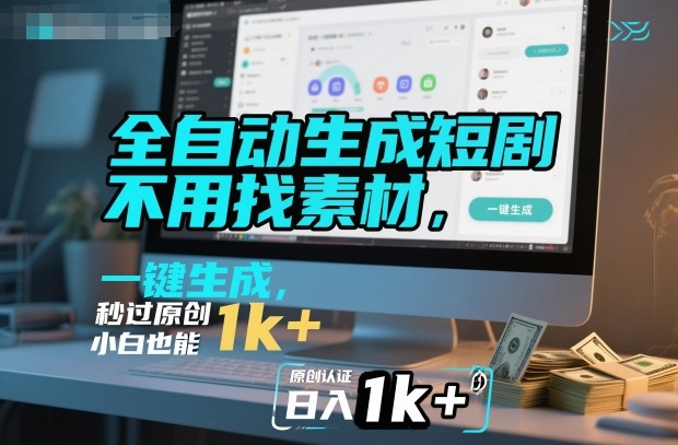 全自动生成短剧,不用找素材,不用剪辑,一键生成,秒过原创,小白也能轻松日入1k+【揭秘】-百盟网