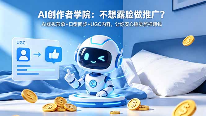 AI创作者学院：不想露脸做推广？AI虚拟形象+口型同步+UGC内容，让你安心睡觉照样赚钱-百盟网