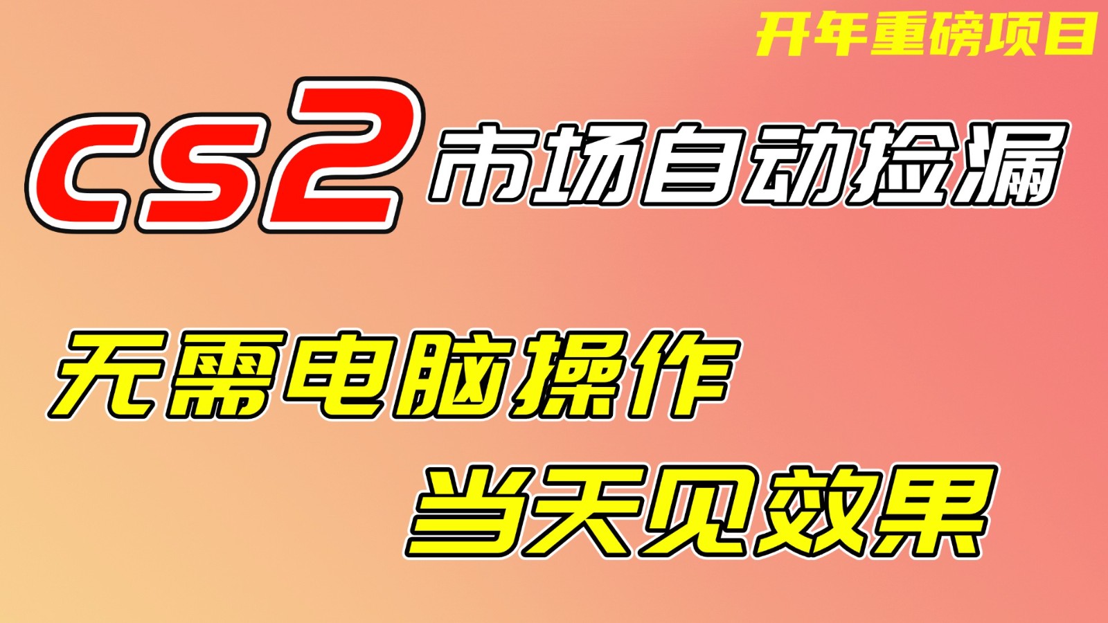 CS2市场挂机项，无需电脑操作，无需进入游戏，当天见效果，支持任何形式验证-百盟网