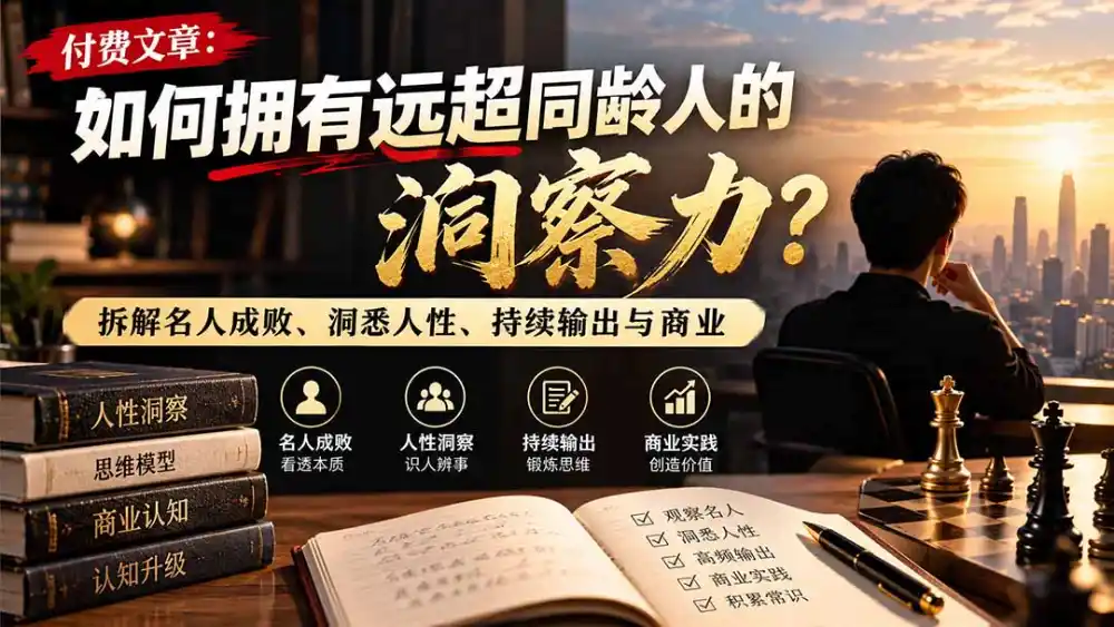 付费文章：如何拥有远超同龄人的洞察力？拆解名人成败、洞悉人性、持续输出与商业实践-百盟网