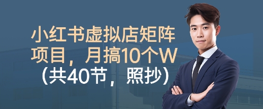 小红书虚拟店矩阵项目，照抄照做，月搞1W+(共40节)-百盟网