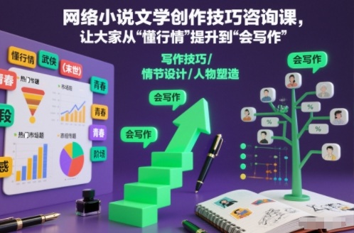 网络小说文学创作技巧咨询课，让大家从“懂行情”提升到”会写作”的高度-百盟网