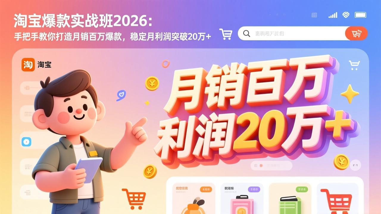 淘宝爆款实战班-2026年2月更新：手把手教你打造月销百万爆款，稳定月利润突破20万+-百盟网