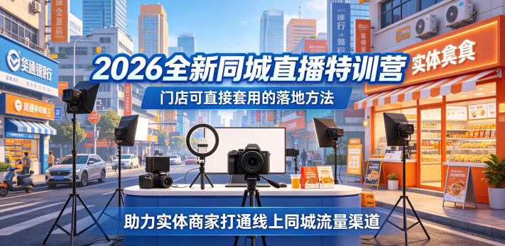 2026全新同城直播特训营，门店可直接套用的落地方法，助力实体商家打通线上同城流量渠道-百盟网