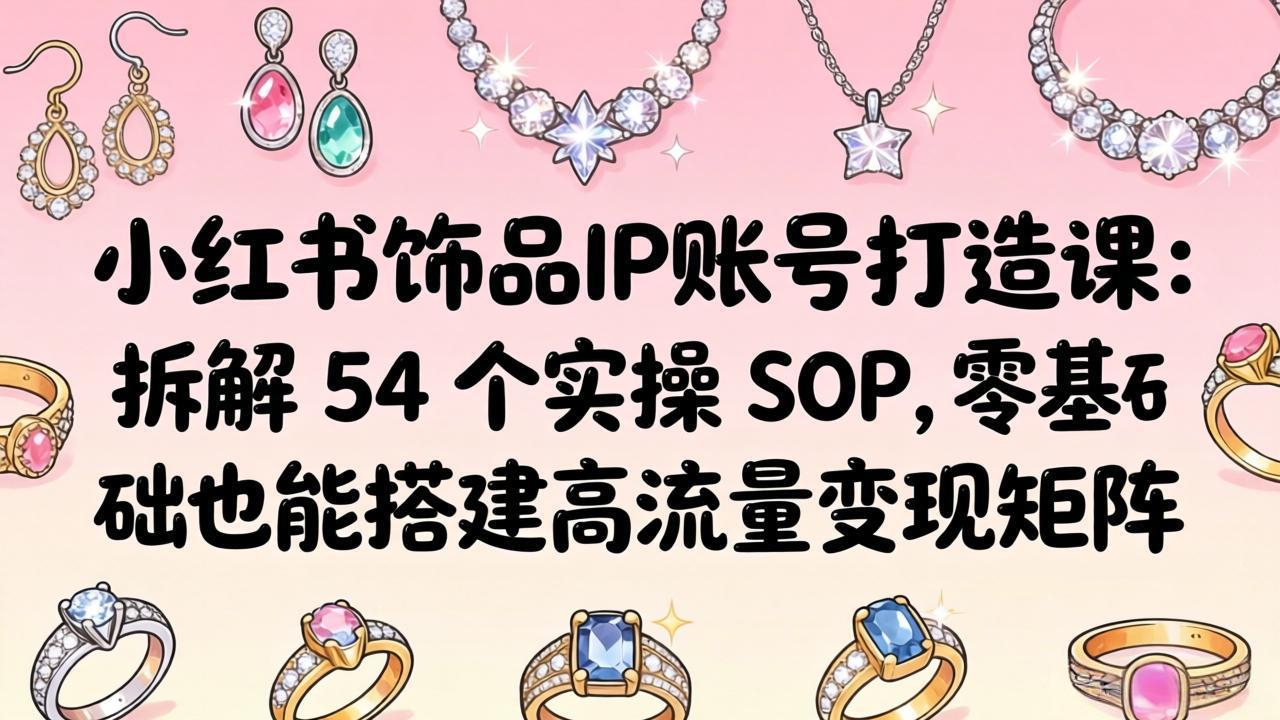 小红书饰品IP账号打造课:拆解 54 个实操 SOP,零基础也能搭建高流量变现矩阵-百盟网