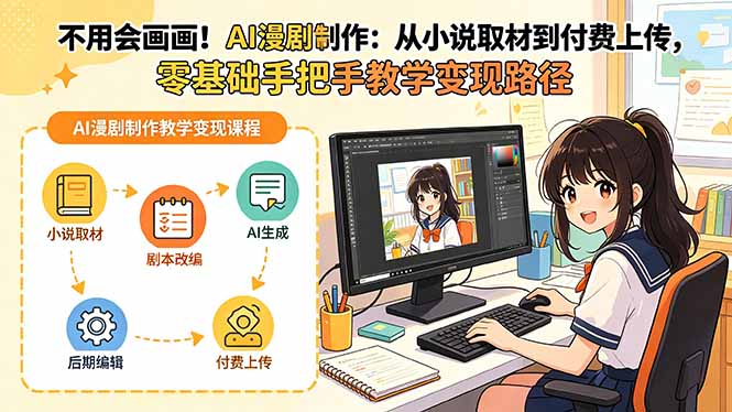 不用会画画！AI漫剧制作：从小说取材到付费上传，零基础手把手教学变现路径-百盟网
