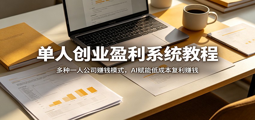 单人创业盈利系统教程：多种一人公司赚钱模式，AI赋能低成本复利赚钱-百盟网