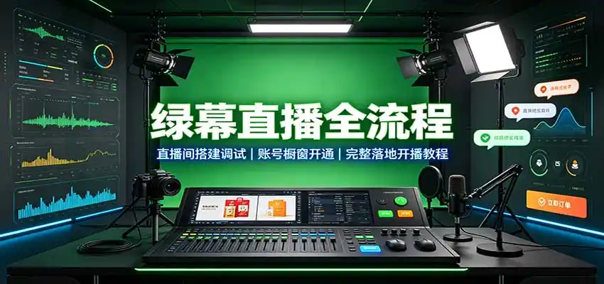 绿幕直播全流程：直播间搭建调试，账号橱窗开通，完整落地开播教程-百盟网