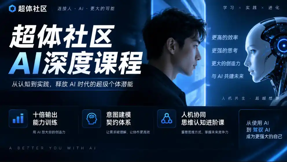 超体社区AI深度课程，十倍输出能力训练，意图建模契约体系，人机协同思维认知进阶课-百盟网