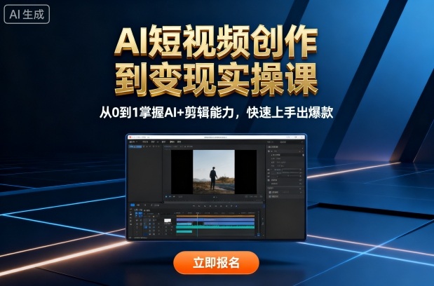 AI短视频创作到变现实操课，从0到1掌握AI+剪辑能力，快速上手出爆款(更新10月)-百盟网