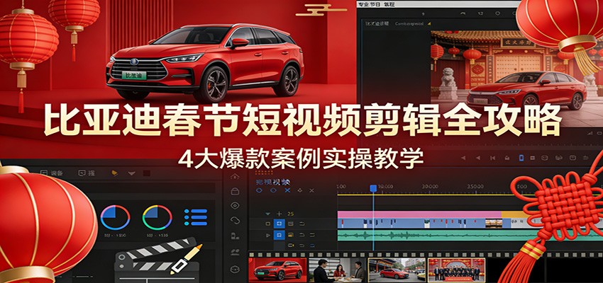 比亚迪春节短视频剪辑全攻略，4大爆款案例实操教学-百盟网