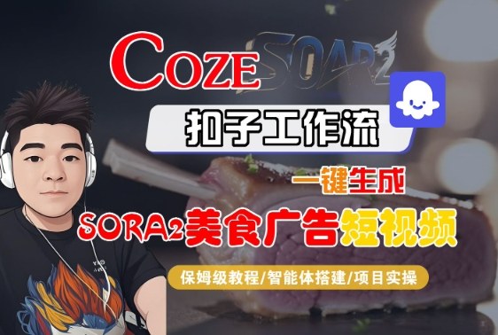 Coze扣子智能体工作流一键生成“SORA2美食广告“短视频,全流程保姆级教学-百盟网