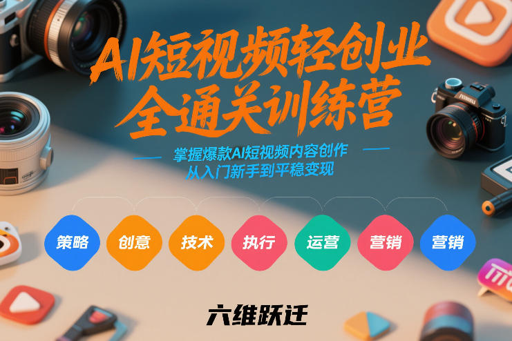 AI短视频轻创业全通关训练营,掌握爆款AI短视频内容创作,从入门新手到平稳变现的六维跃迁-百盟网