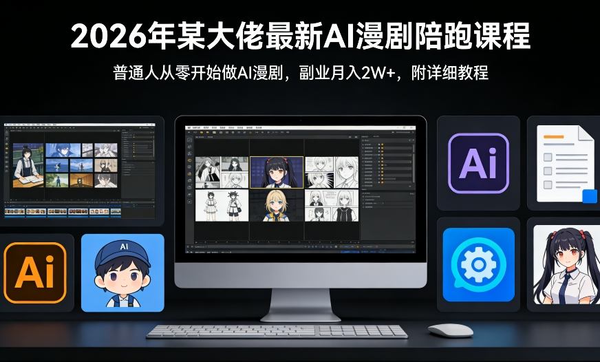 26年某大佬最新Ai漫剧陪跑课程,普通人从零开始做AI漫剧,副业月入2W+-百盟网