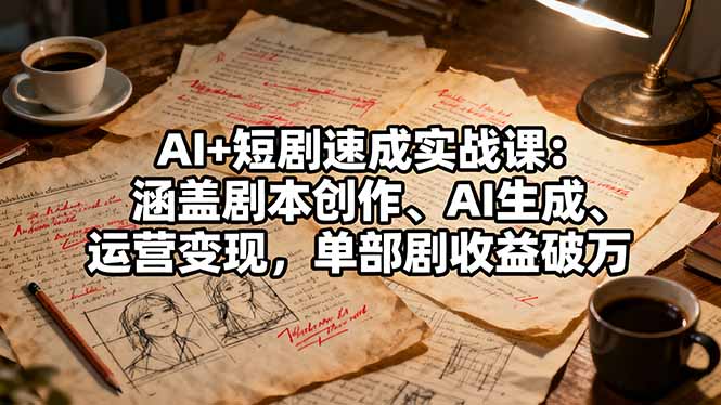 AI+短剧速成实战课：涵盖剧本创作、AI生成、运营变现，单部剧收益破万-百盟网