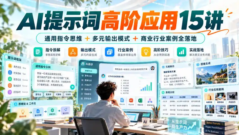 AI提示词高阶应用15讲｜通用指令思维+多元输出模式+商业行业案例全落地-百盟网