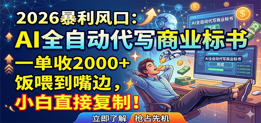 AI全自动代写商业标书,一单收2000+,饭喂到嘴边,小白直接复制-百盟网