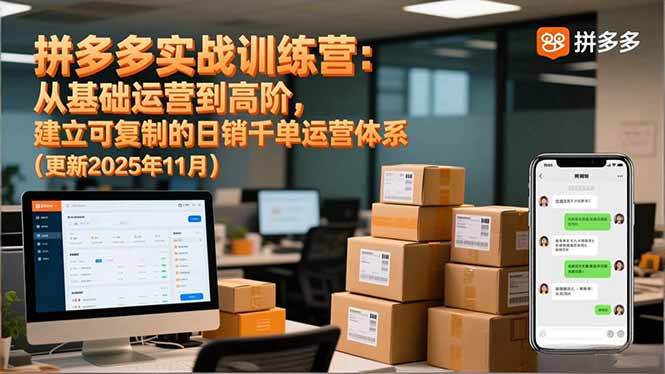 拼多多实战训练营：从基础运营到高阶，建立可复制的日销千单运营体系(更新11月-百盟网