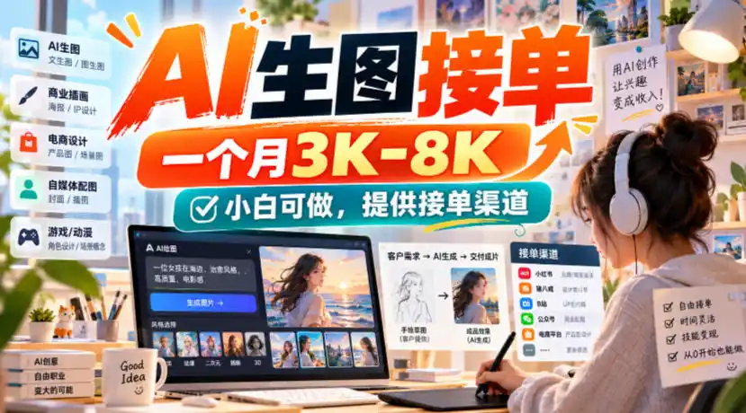 AI生图接单，一个月3K-8K，小白可做，提供接单渠道-百盟网