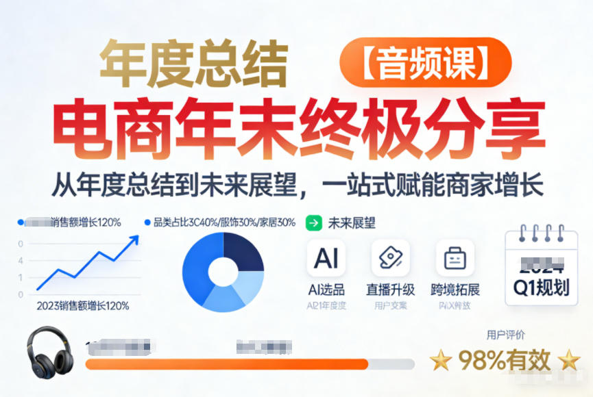 电商年未终极分享，从年度总结到未来展望，一站式赋能商家增长【音频课】-百盟网