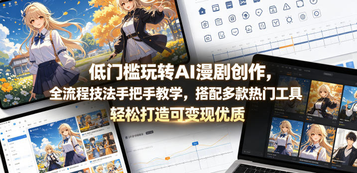 低门槛玩转AI漫剧创作，全流程技法手把手教学，搭配多款热门工具，轻松打造可变现优质作品-百盟网