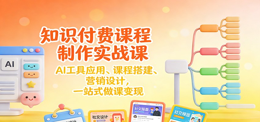 知识付费课程制作实战课:AI工具应用 、课程搭建、营销设计,一站式做课变现-百盟网