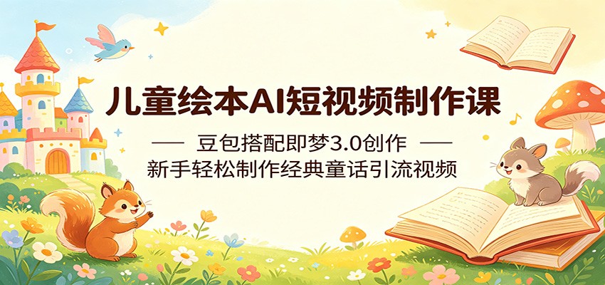 儿童绘本AI短视频制作课：豆包搭配即梦3.0创作，新手轻松制作经典童话引流视频-百盟网