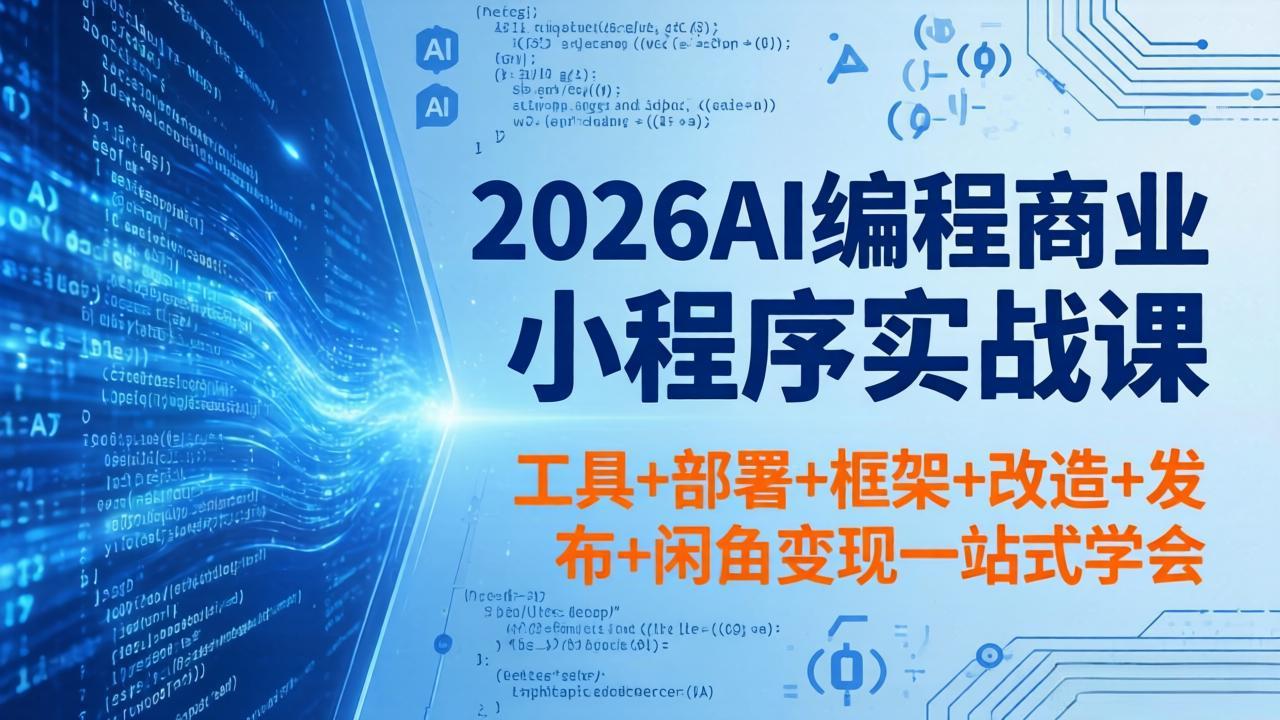 2026AI编程商业小程序实战课，工具+部署+框架+改造+发布+闲鱼变现一站式学会-百盟网
