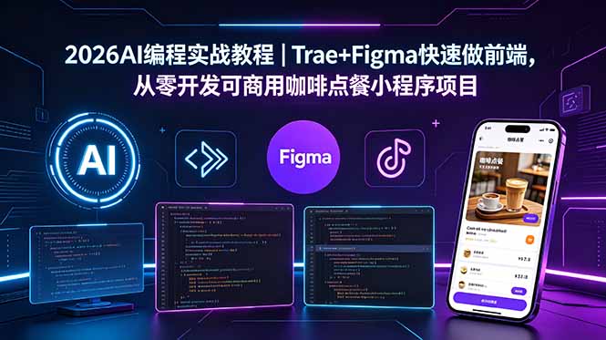 2026AI编程实战教程｜Trae+Figma快速做前端，从零开发可商用咖啡点餐小程序项目-百盟网