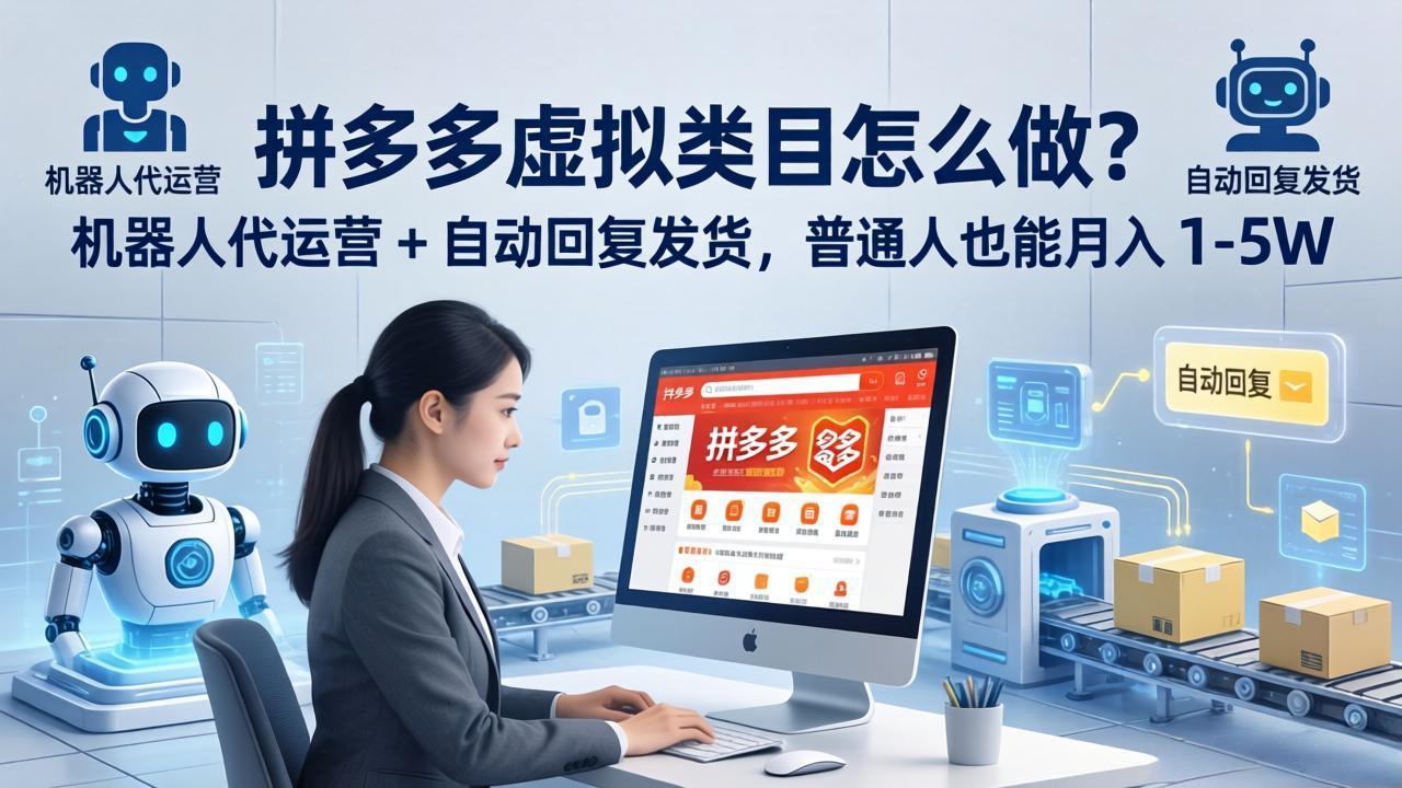 拼多多虚拟类目怎么做?机器人代运营 + 自动回复发货,普通人也能月入 1-5W-百盟网