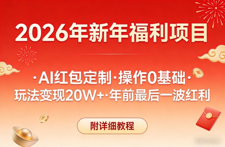 新年福利项目，AI红包定制，操作0基础，玩法变现20W+年前最后一波红利，附详细教程-百盟网
