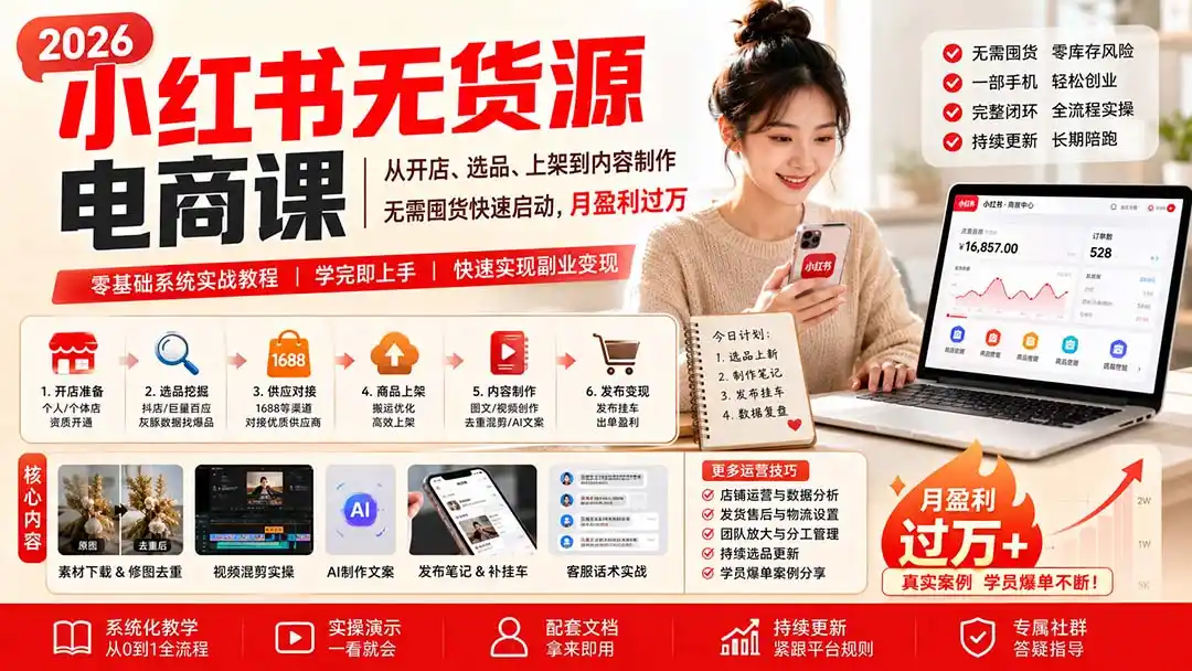 小红书无货源电商课(9月16更新-百盟网