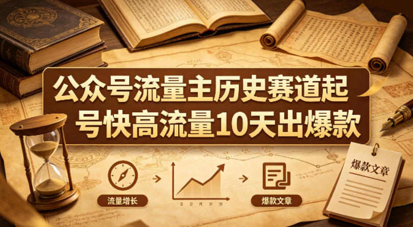 公众号流量主之历史赛道,起号快+高流量,10天就能出爆款!-百盟网